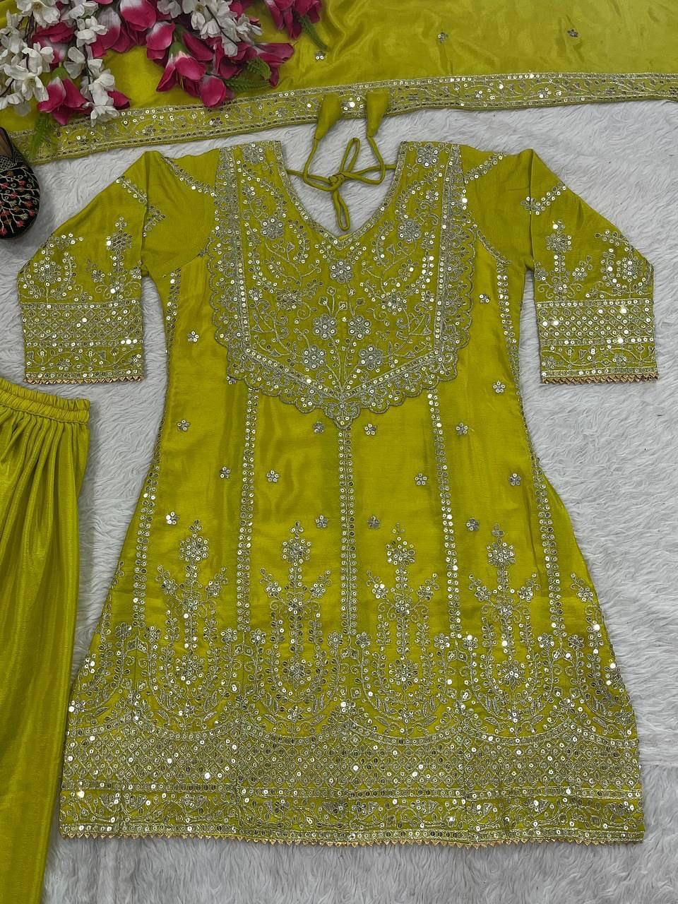 Pakistani Readymade Kurta with palazzo and Dupatta Set Salwar kameez