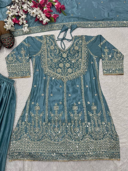 Pakistani Readymade Kurta with palazzo and Dupatta Set Salwar kameez