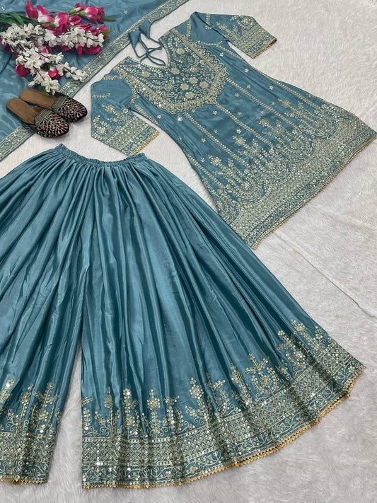 Pakistani Readymade Kurta with palazzo and Dupatta Set Salwar kameez