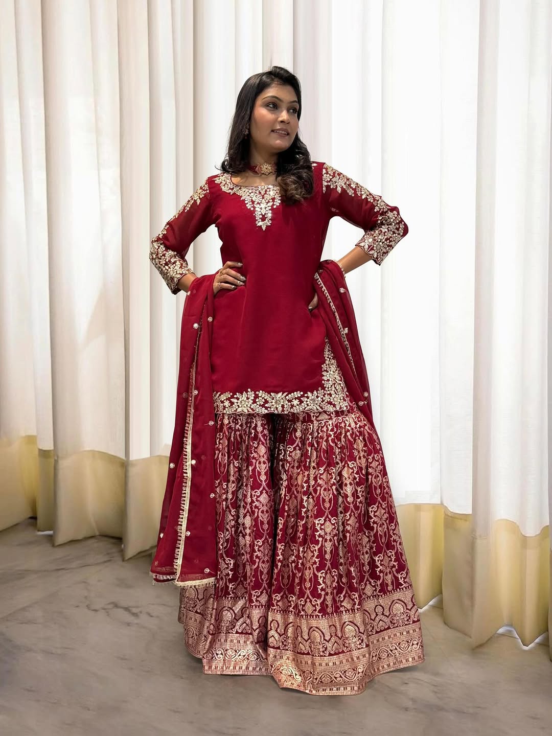 Pakistani Readymade Kurta with palazzo and Dupatta Set Salwar kameez