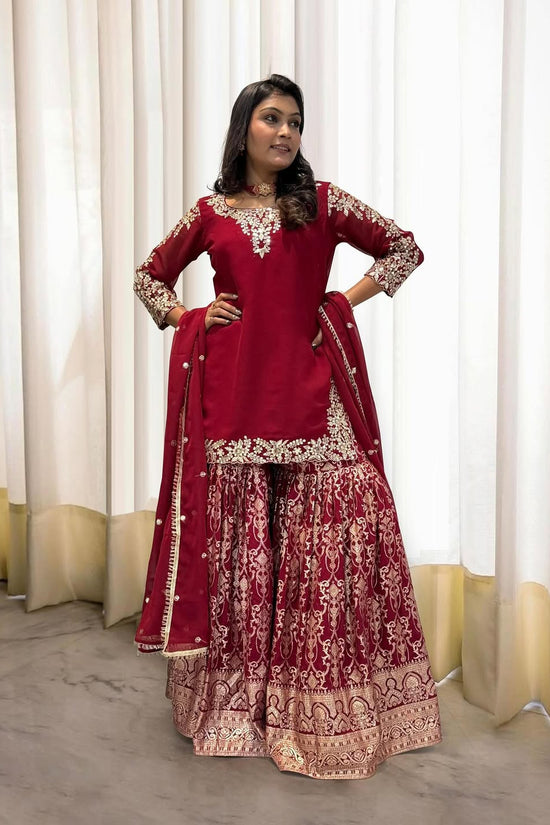 Pakistani Readymade Kurta with palazzo and Dupatta Set Salwar kameez