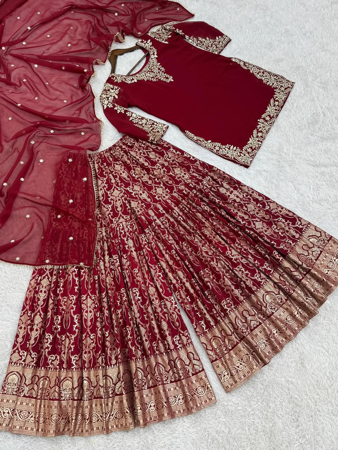 Pakistani Readymade Kurta with palazzo and Dupatta Set Salwar kameez