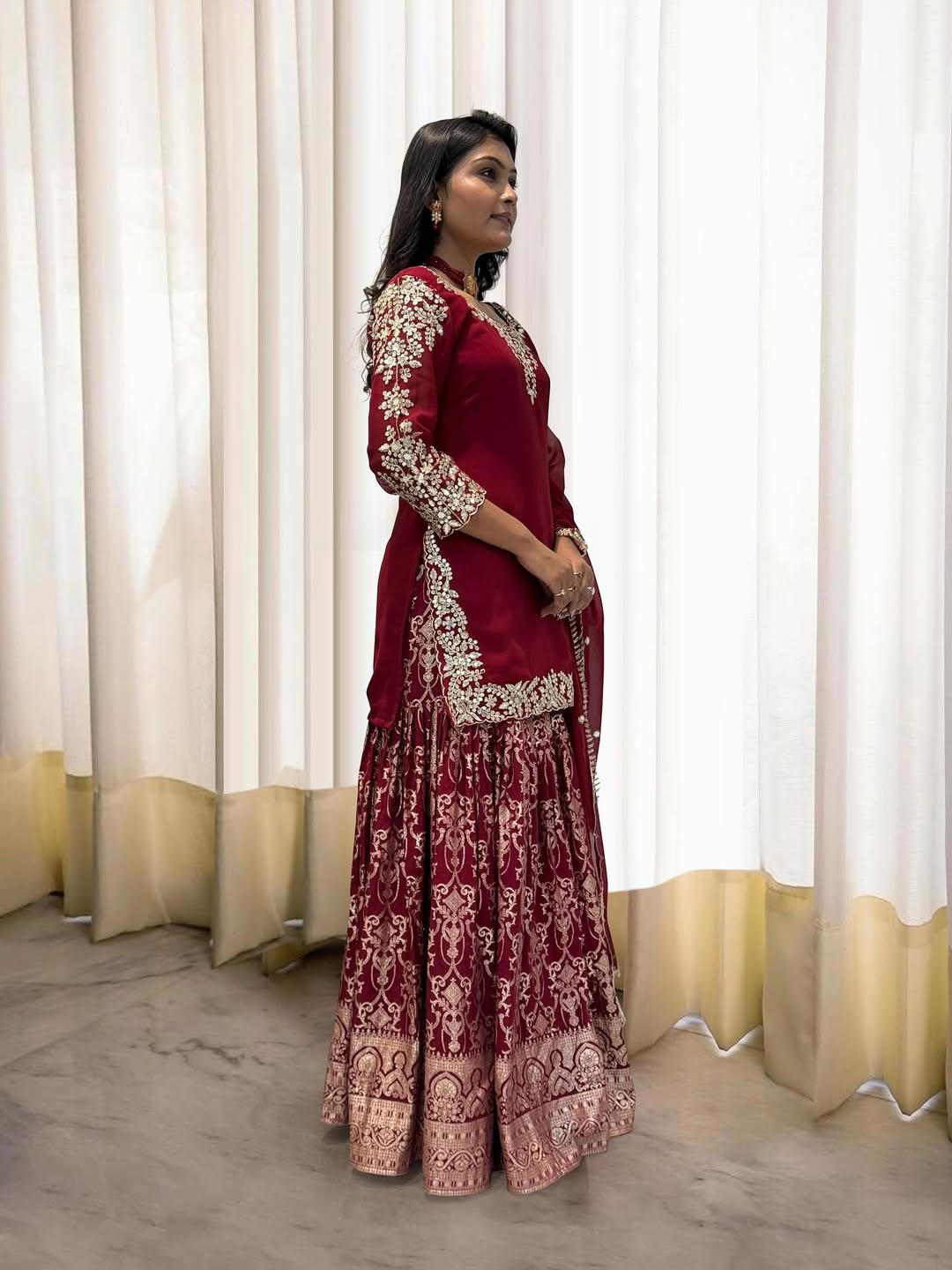 Pakistani Readymade Kurta with palazzo and Dupatta Set Salwar kameez