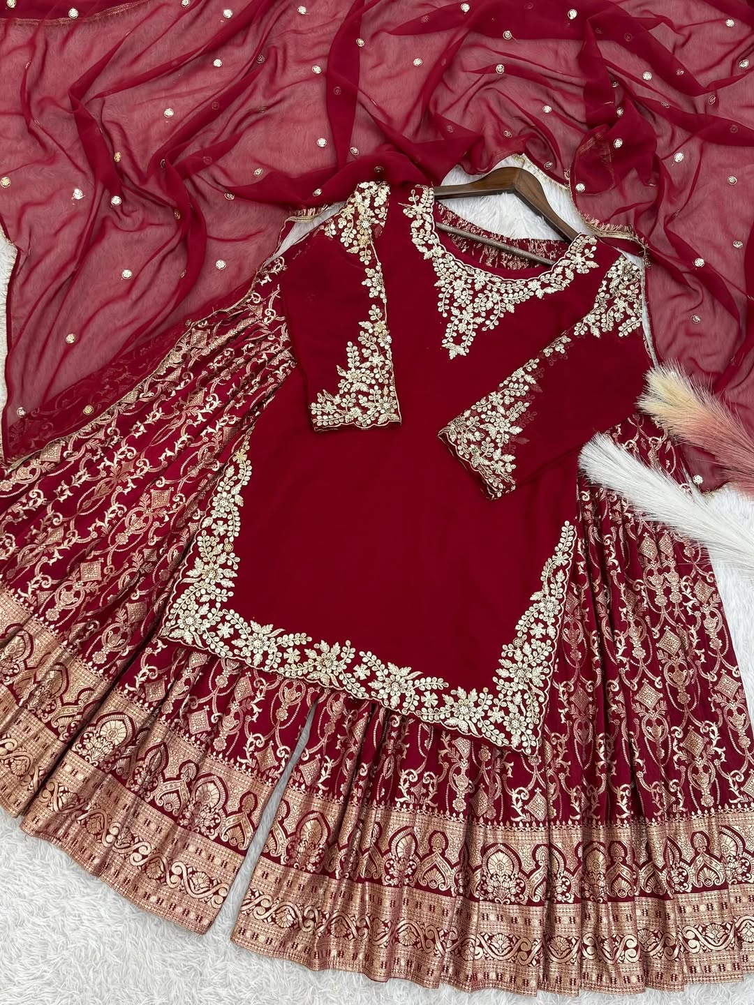 Pakistani Readymade Kurta with palazzo and Dupatta Set Salwar kameez