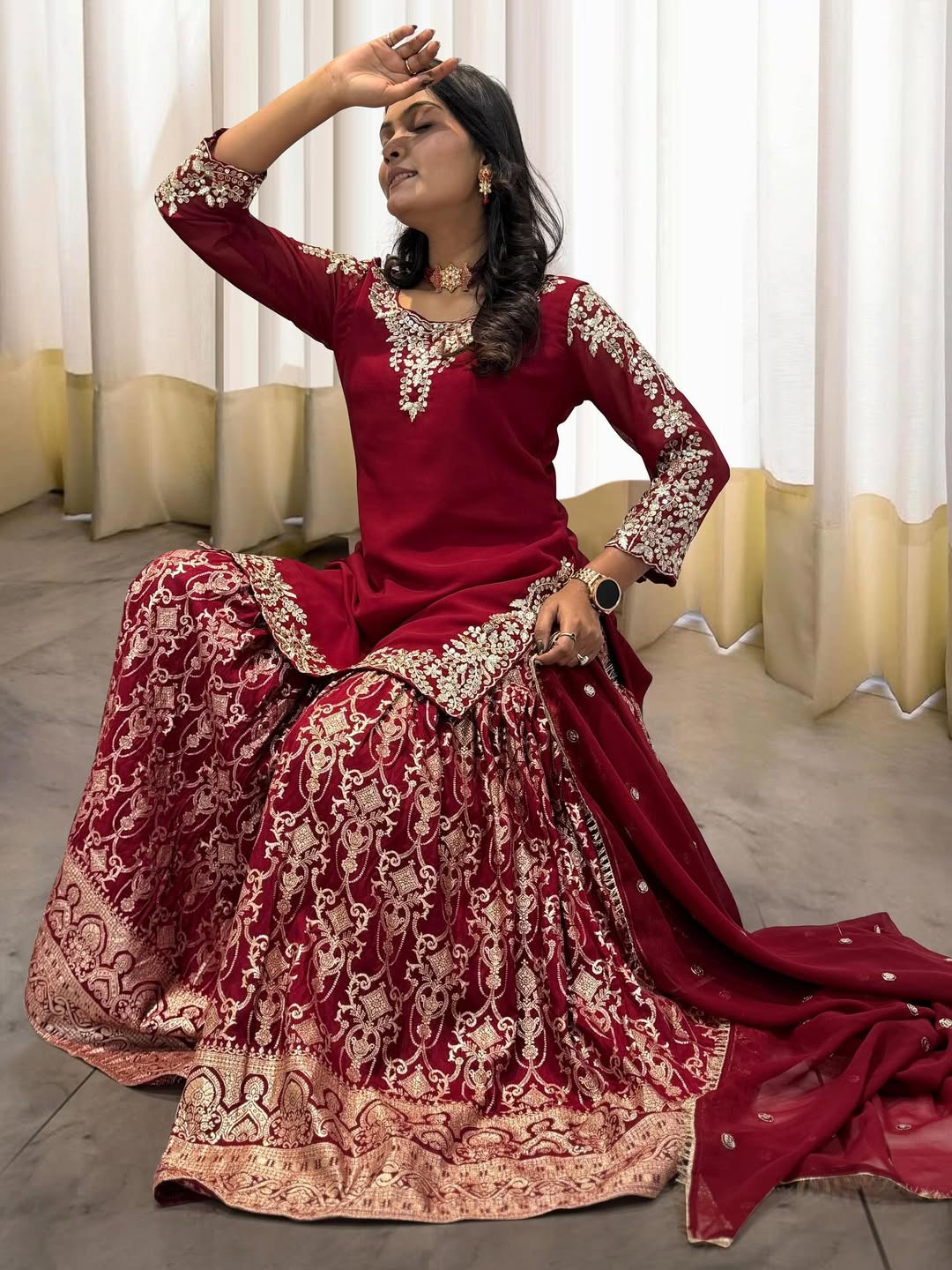 Pakistani Readymade Kurta with palazzo and Dupatta Set Salwar kameez