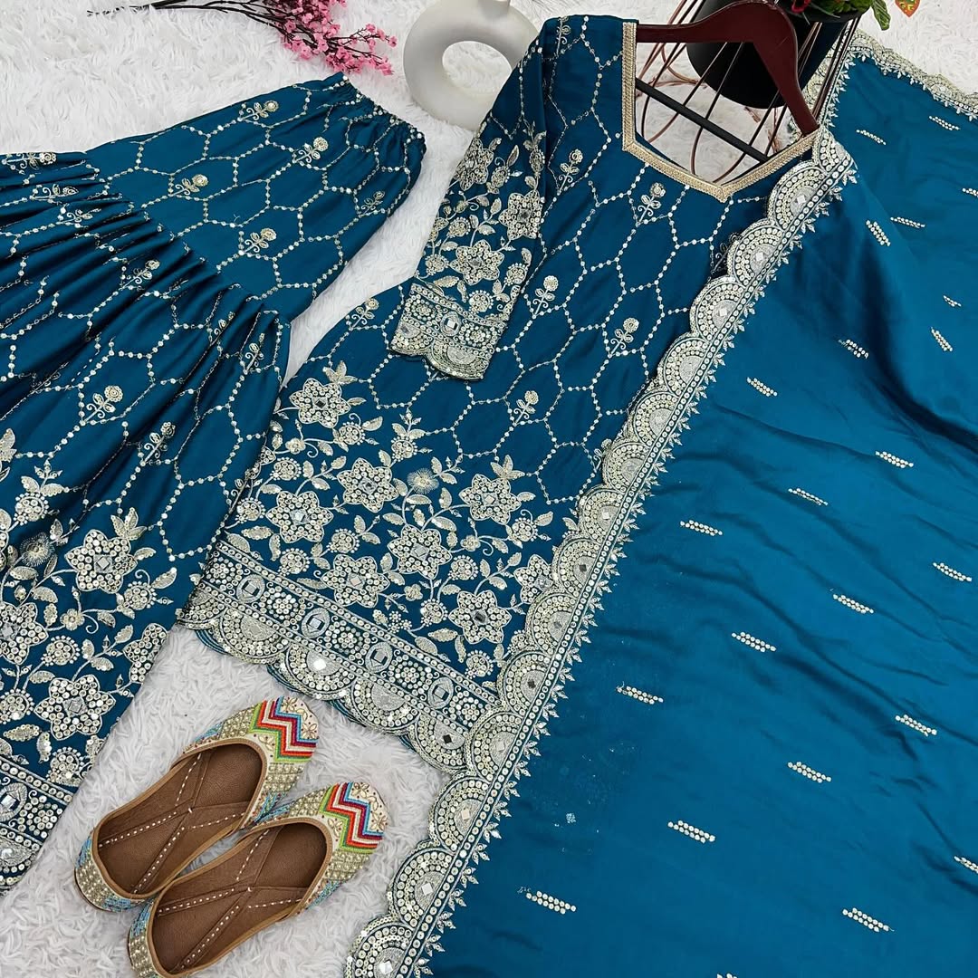 Pakistani Readymade Kurta with palazzo and Dupatta Set Salwar kameez