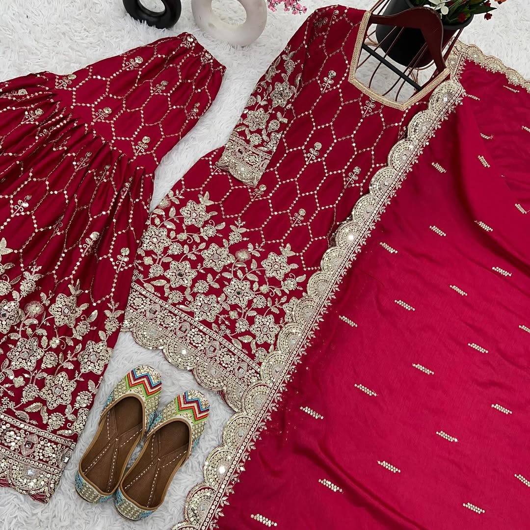 Pakistani Readymade Kurta with palazzo and Dupatta Set Salwar kameez