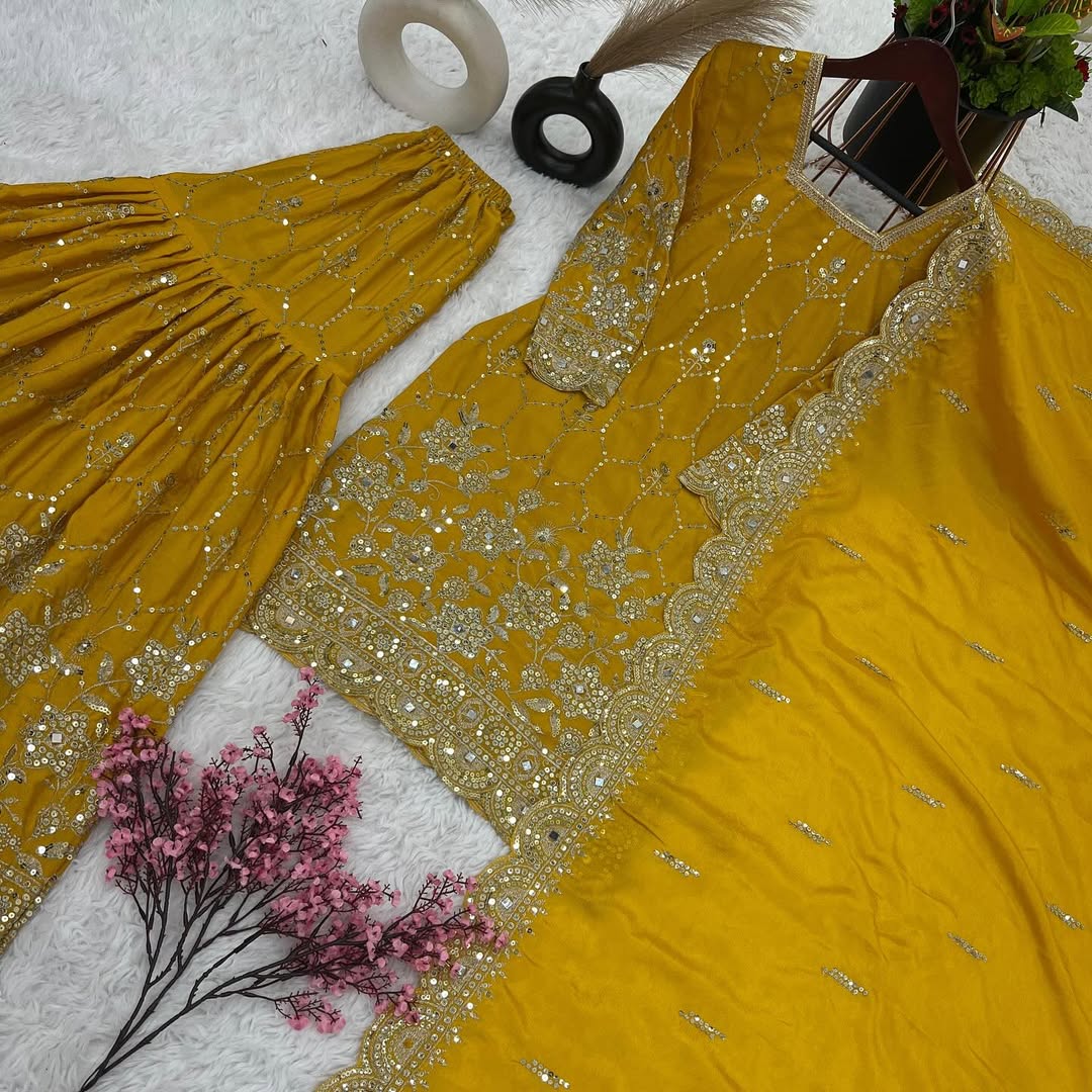 Pakistani Readymade Kurta with palazzo and Dupatta Set Salwar kameez