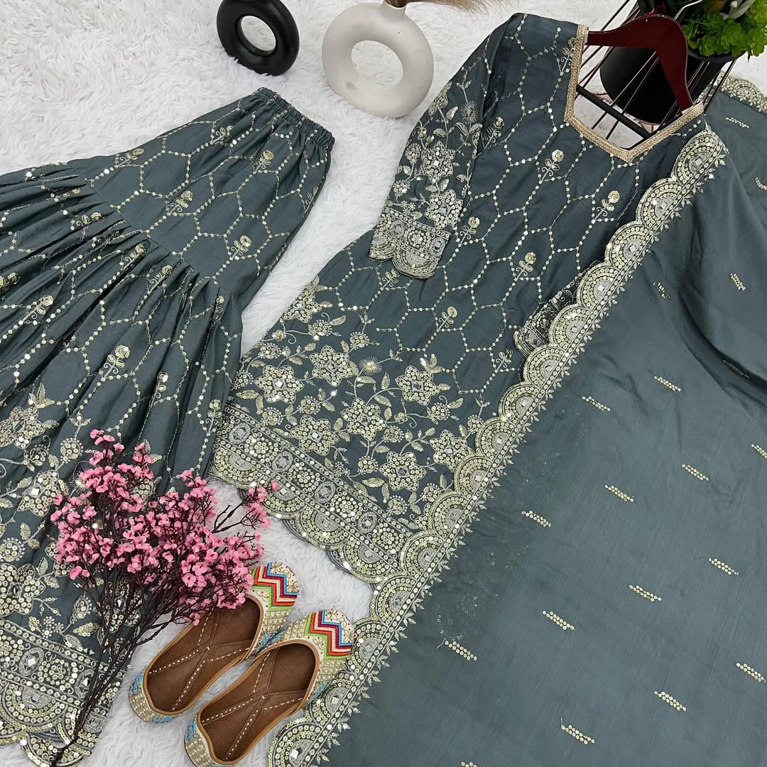 Pakistani Readymade Kurta with palazzo and Dupatta Set Salwar kameez