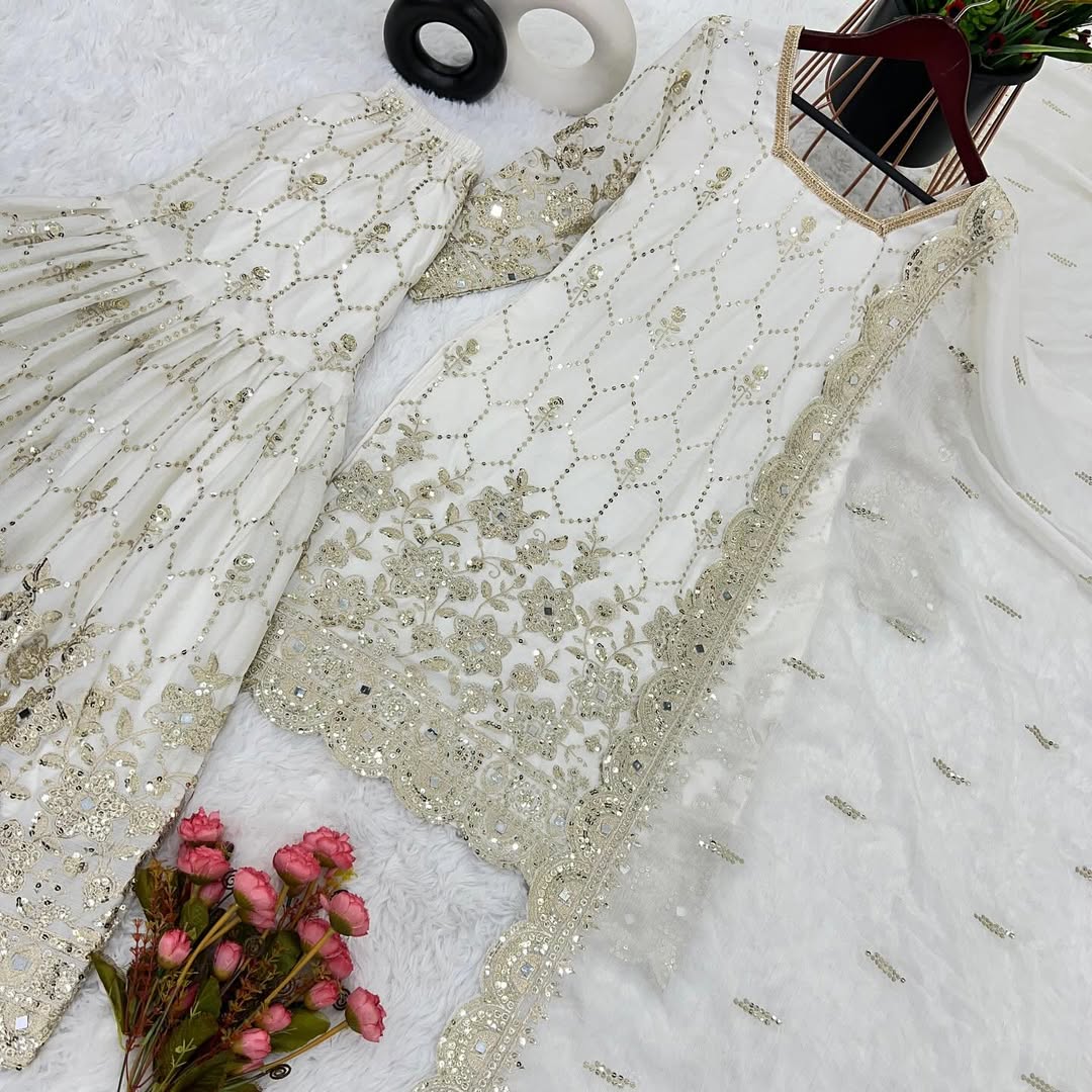 Pakistani Readymade Kurta with palazzo and Dupatta Set Salwar kameez