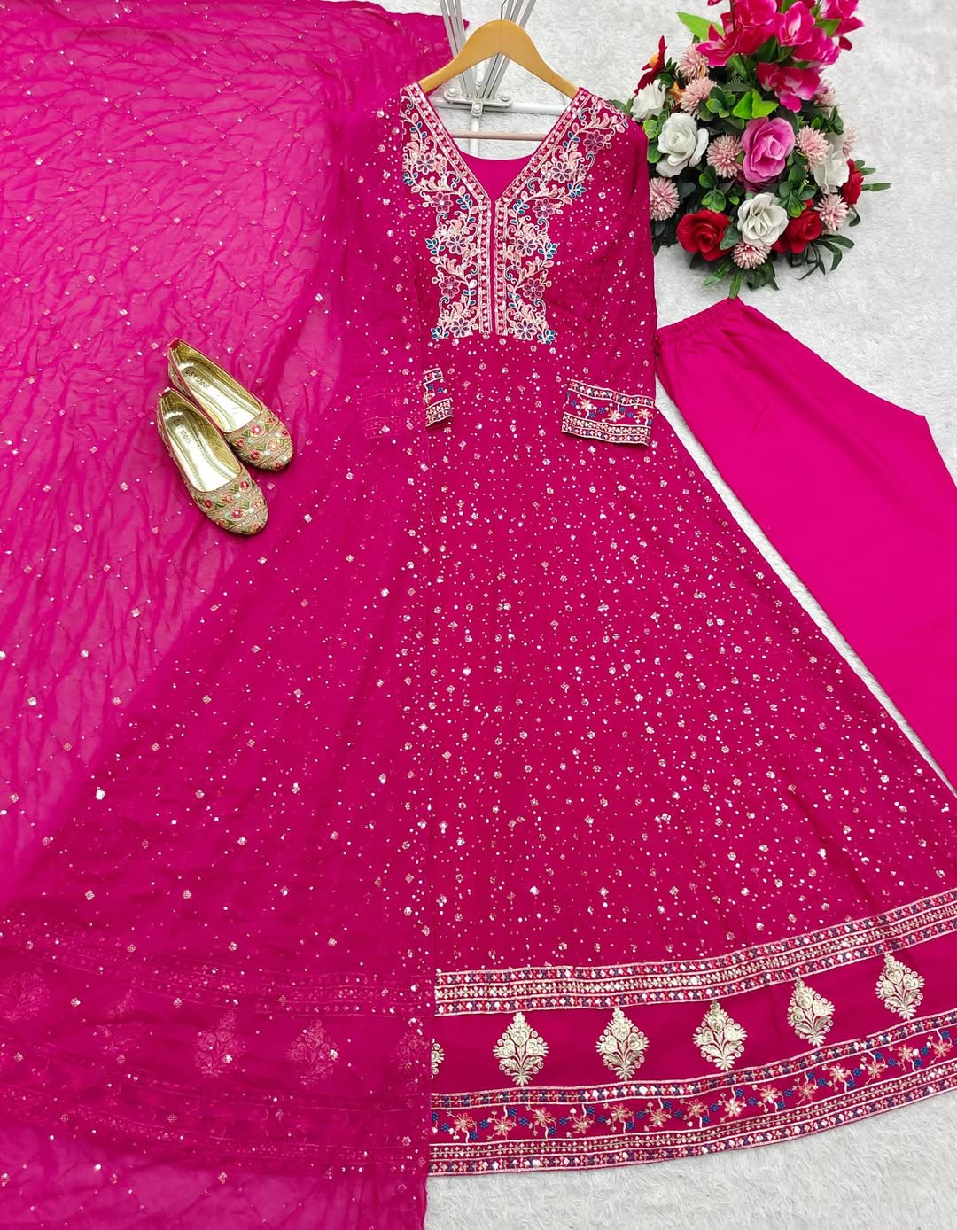 Pakistani Readymade Kurta with palazzo and Dupatta Set Salwar kameez