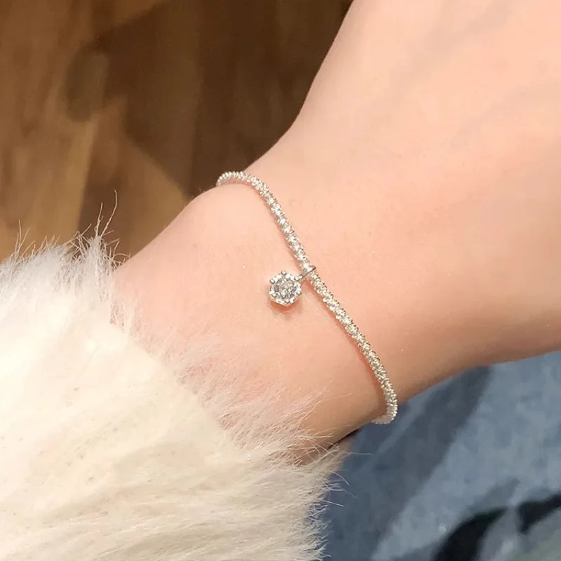 New 925 Sterling Silver Treasure Blue Purple Stone Bracelet Bangle For Woman Girl Fashion Jewelry Gift Dropship Wholesale/Talahi Collections