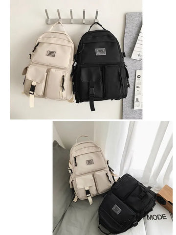 A Load Of Multi-pocket Men and Women Universal Nylon Large-capacity Leisure Simple Schoolbag Insert Buckle Computer Backpack/Talahi Collections