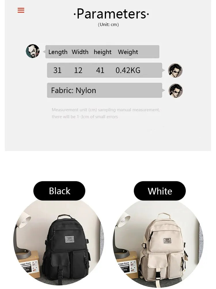 A Load Of Multi-pocket Men and Women Universal Nylon Large-capacity Leisure Simple Schoolbag Insert Buckle Computer Backpack/Talahi Collections