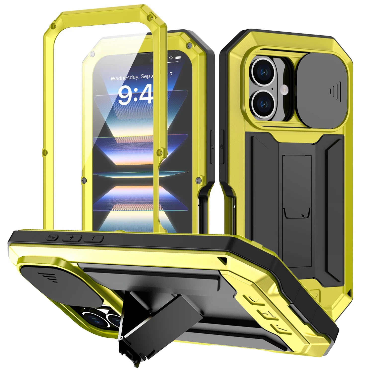 IPhone 16 Pro Max iPhone 16 Plus Pro Military Grade Full-Body Rugged Built-in Kickstand Slide Camera Protective Cover Shell/Talahi Collections