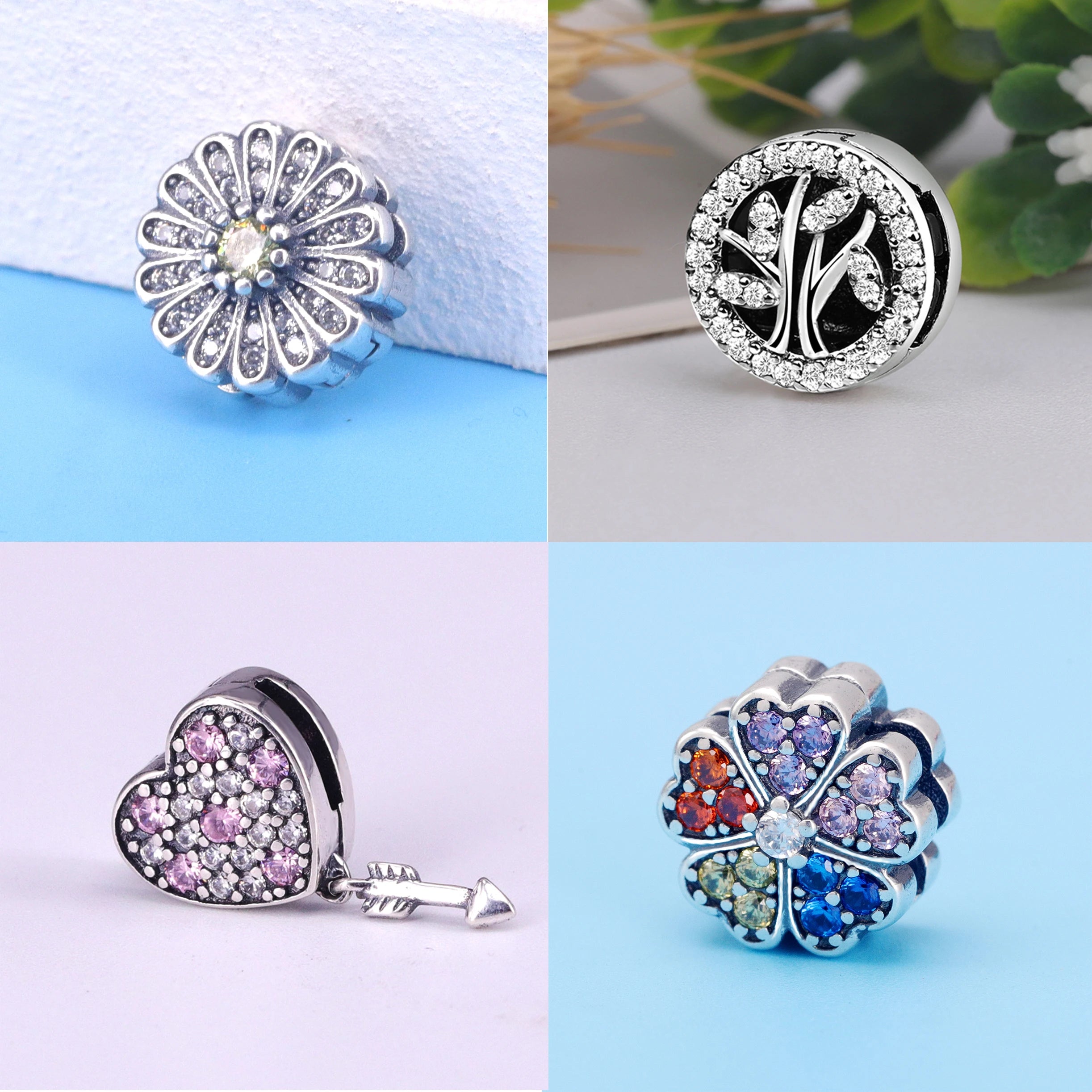 New Original 925 Sterling Silver Alphabet Clip Stopper Charm Beads Fit Pan Brand Reflections Bracelet DIY Women Jewelry/Talahi Collections