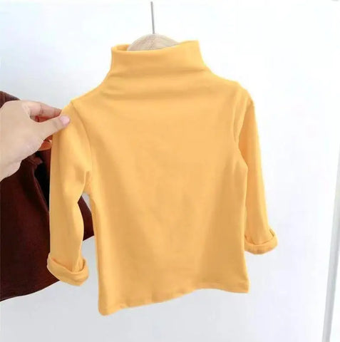 Autumn Winter Children Kids Boys Girls T-shirts Tops Turtleneck Solid Long Sleeve Warm Fleece Bottoming Shirts Tees for Kids/Talahi Collections