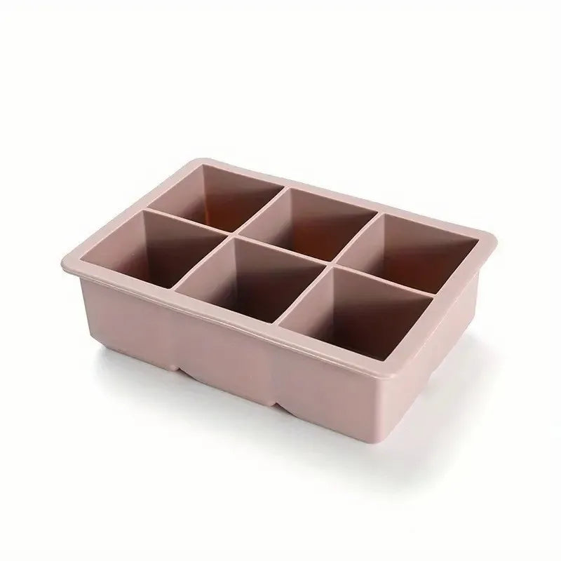 1pc, Ice Cube Tray With Lid, 6 Cavity Flexible Food Grade Silicone Ice Cube Mold, Ice Trays For Freezer/Talahi Collections