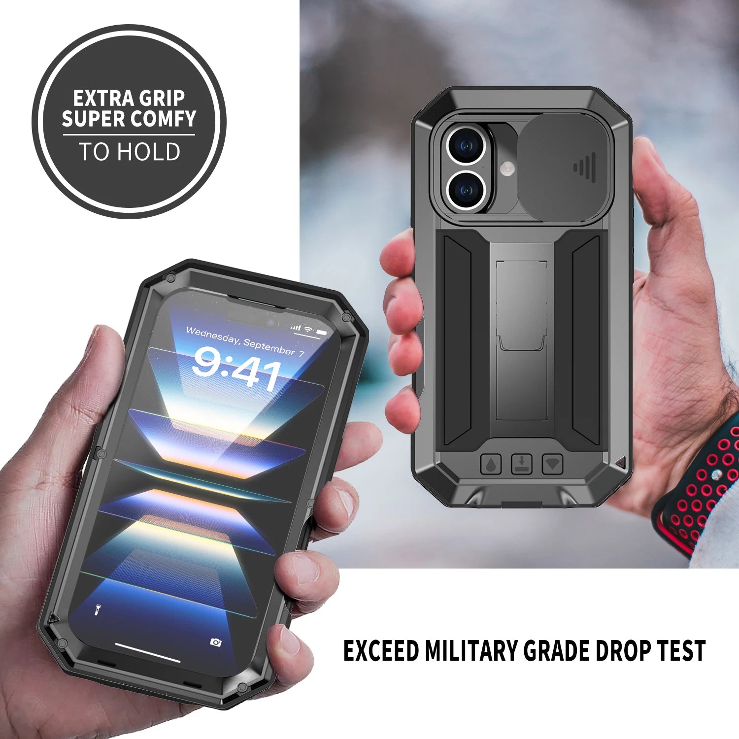 IPhone 16 Pro Max iPhone 16 Plus Pro Military Grade Full-Body Rugged Built-in Kickstand Slide Camera Protective Cover Shell/Talahi Collections