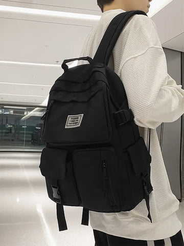 A Load Of Multi-pocket Men and Women Universal Nylon Large-capacity Leisure Simple Schoolbag Insert Buckle Computer Backpack/Talahi Collections