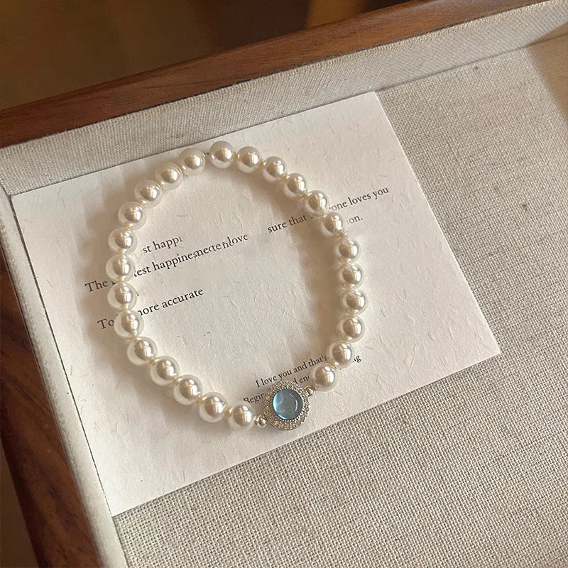 New 925 Sterling Silver Treasure Blue Purple Stone Bracelet Bangle For Woman Girl Fashion Jewelry Gift Dropship Wholesale/Talahi Collections
