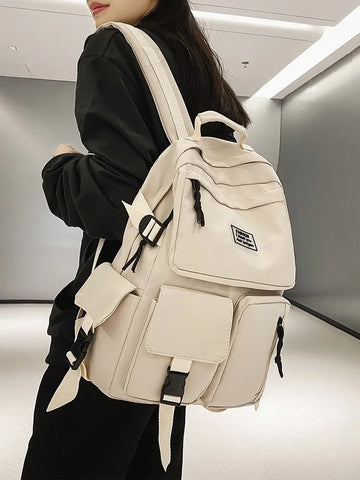 A Load Of Multi-pocket Men and Women Universal Nylon Large-capacity Leisure Simple Schoolbag Insert Buckle Computer Backpack/Talahi Collections
