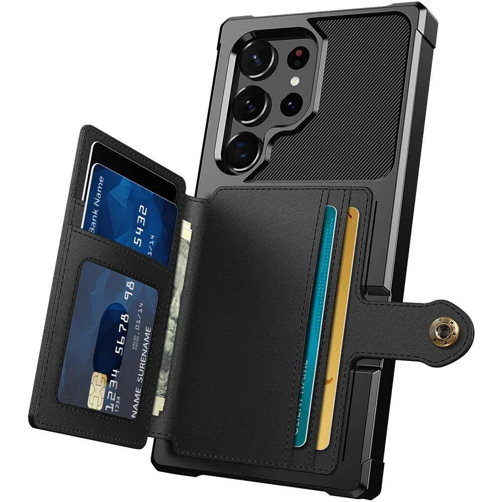 For Samsung Galaxy S25 S24 S23 Ultra S25 Plus Credit Card Case PU Leather Flip Wallet Cover with Photo Holder Hard Back Cover/Talahi Collections