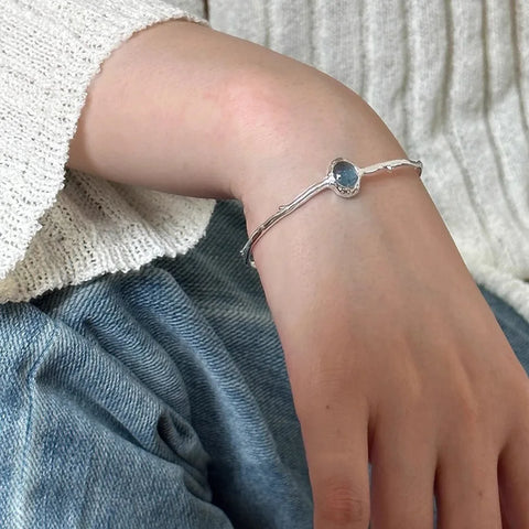New 925 Sterling Silver Treasure Blue Purple Stone Bracelet Bangle For Woman Girl Fashion Jewelry Gift Dropship Wholesale/Talahi Collections
