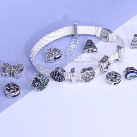 New Original 925 Sterling Silver Alphabet Clip Stopper Charm Beads Fit Pan Brand Reflections Bracelet DIY Women Jewelry/Talahi Collections
