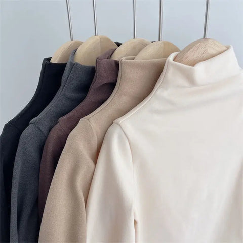 Autumn Winter Children Kids Boys Girls T-shirts Tops Turtleneck Solid Long Sleeve Warm Fleece Bottoming Shirts Tees for Kids/Talahi Collections