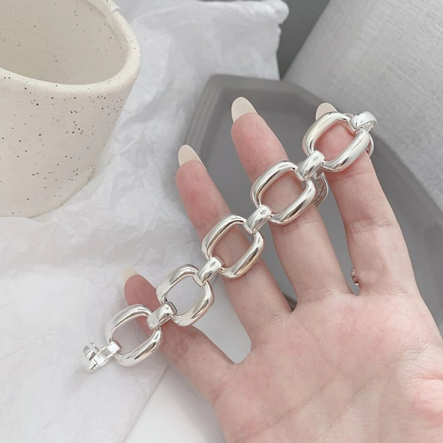 New 925 Sterling Silver Treasure Blue Purple Stone Bracelet Bangle For Woman Girl Fashion Jewelry Gift Dropship Wholesale/Talahi Collections