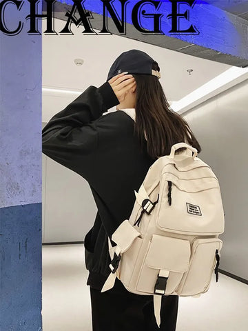 A Load Of Multi-pocket Men and Women Universal Nylon Large-capacity Leisure Simple Schoolbag Insert Buckle Computer Backpack/Talahi Collections