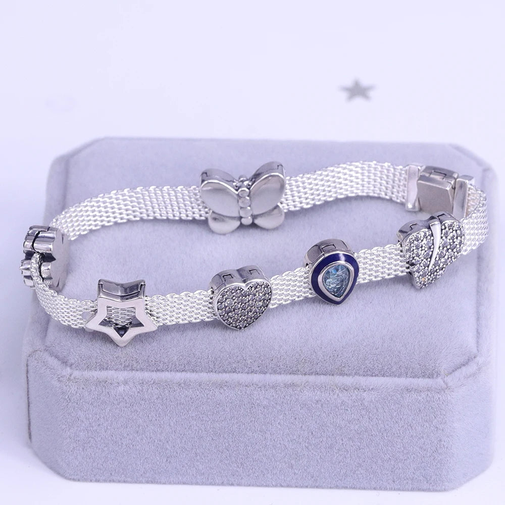 New Original 925 Sterling Silver Alphabet Clip Stopper Charm Beads Fit Pan Brand Reflections Bracelet DIY Women Jewelry/Talahi Collections