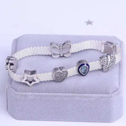 New Original 925 Sterling Silver Alphabet Clip Stopper Charm Beads Fit Pan Brand Reflections Bracelet DIY Women Jewelry/Talahi Collections