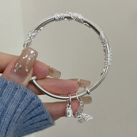 New 925 Sterling Silver Treasure Blue Purple Stone Bracelet Bangle For Woman Girl Fashion Jewelry Gift Dropship Wholesale/Talahi Collections