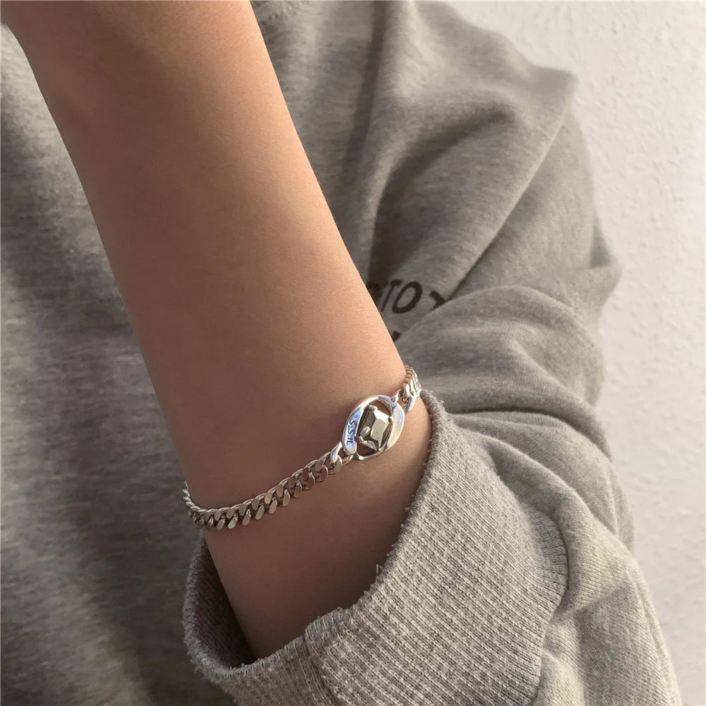 New 925 Sterling Silver Treasure Blue Purple Stone Bracelet Bangle For Woman Girl Fashion Jewelry Gift Dropship Wholesale/Talahi Collections