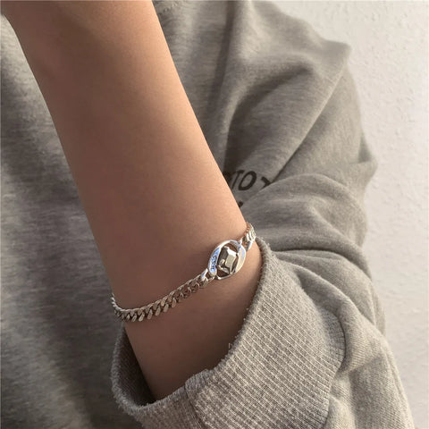 New 925 Sterling Silver Treasure Blue Purple Stone Bracelet Bangle For Woman Girl Fashion Jewelry Gift Dropship Wholesale/Talahi Collections