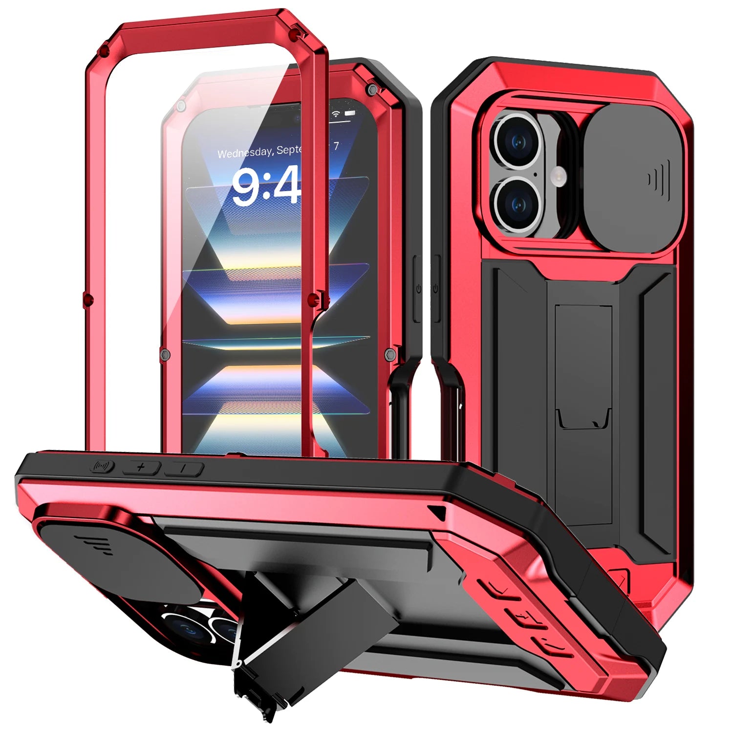 IPhone 16 Pro Max iPhone 16 Plus Pro Military Grade Full-Body Rugged Built-in Kickstand Slide Camera Protective Cover Shell/Talahi Collections