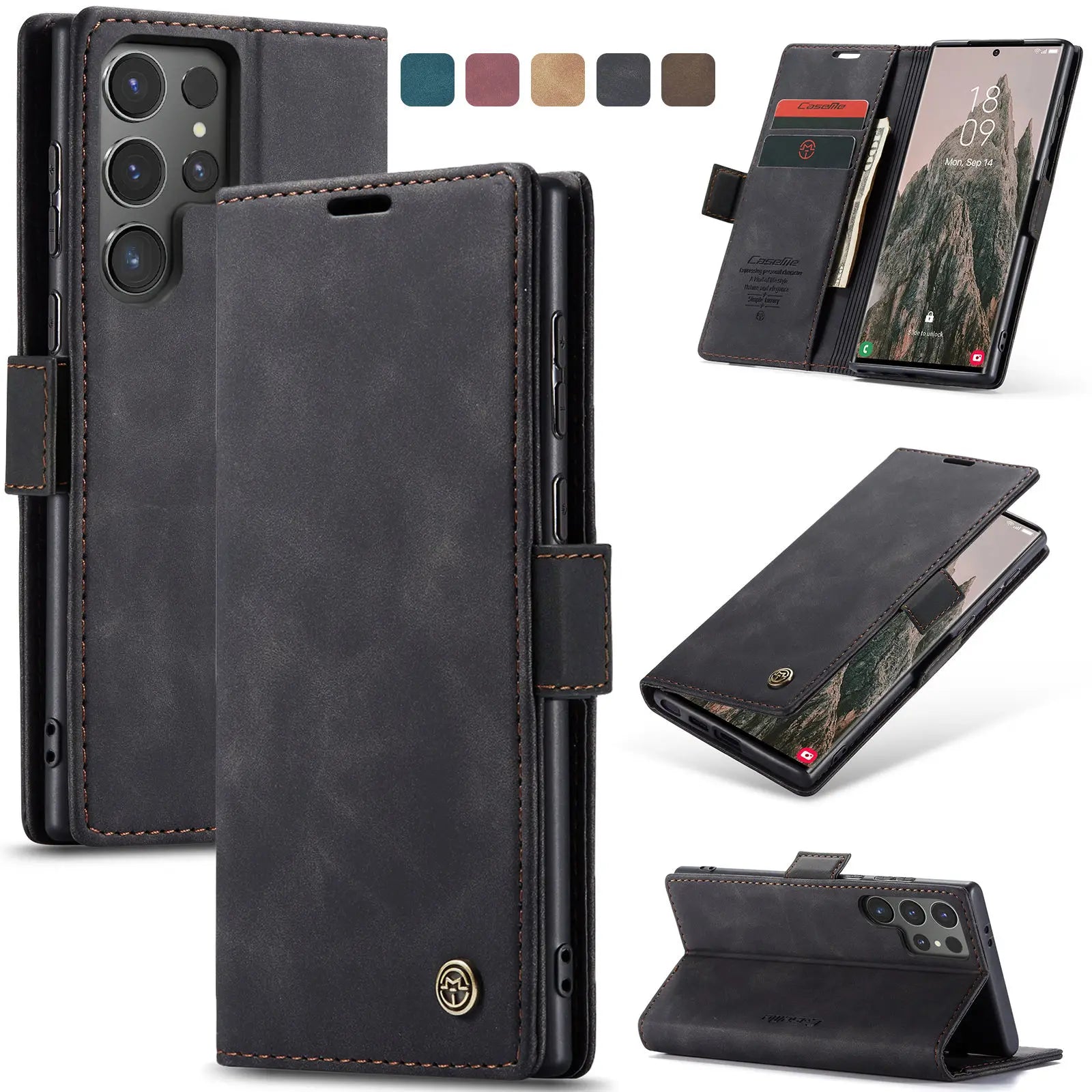 Flip Wallet Case for Samsung Galaxy S24 Ultra S24 Plus S24, Leather Magnetic Folio Cover with Card Holder Shockproof Phone Cases/Talahi Collections