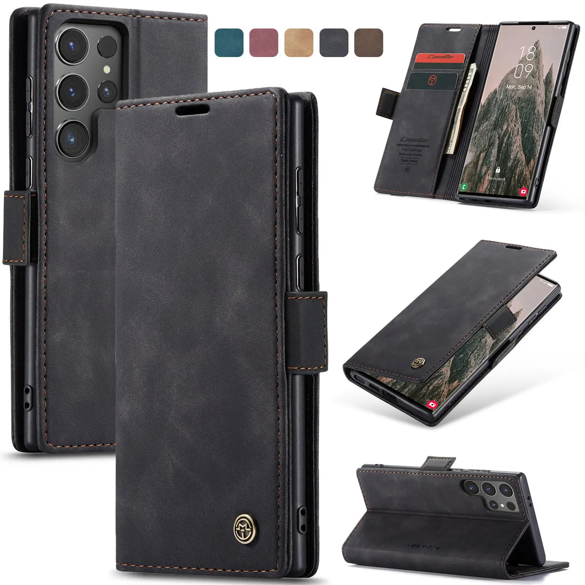 Flip Wallet Case for Samsung Galaxy S24 Ultra S24 Plus S24, Leather Magnetic Folio Cover with Card Holder Shockproof Phone Cases/Talahi Collections