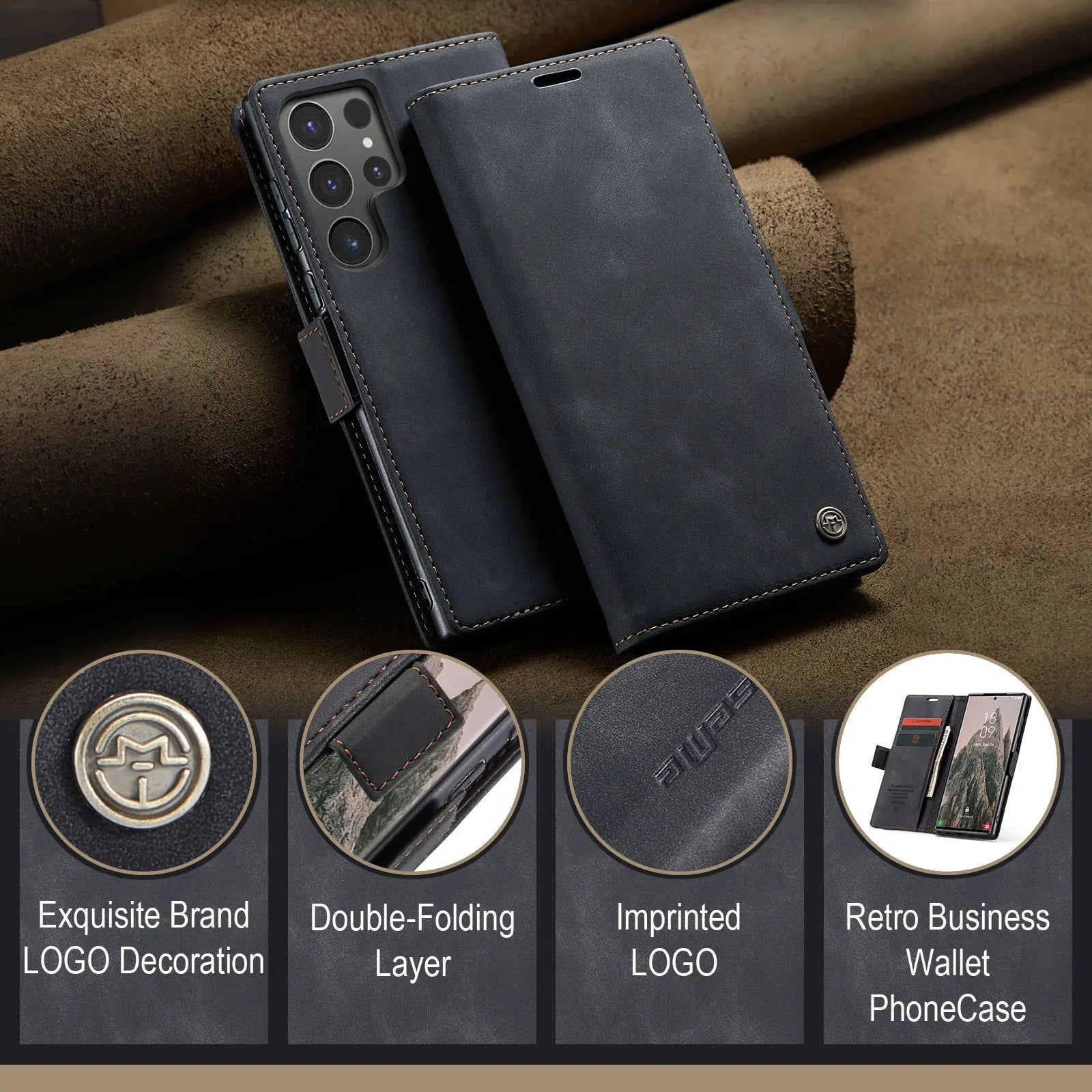 Flip Wallet Case for Samsung Galaxy S24 Ultra S24 Plus S24, Leather Magnetic Folio Cover with Card Holder Shockproof Phone Cases/Talahi Collections