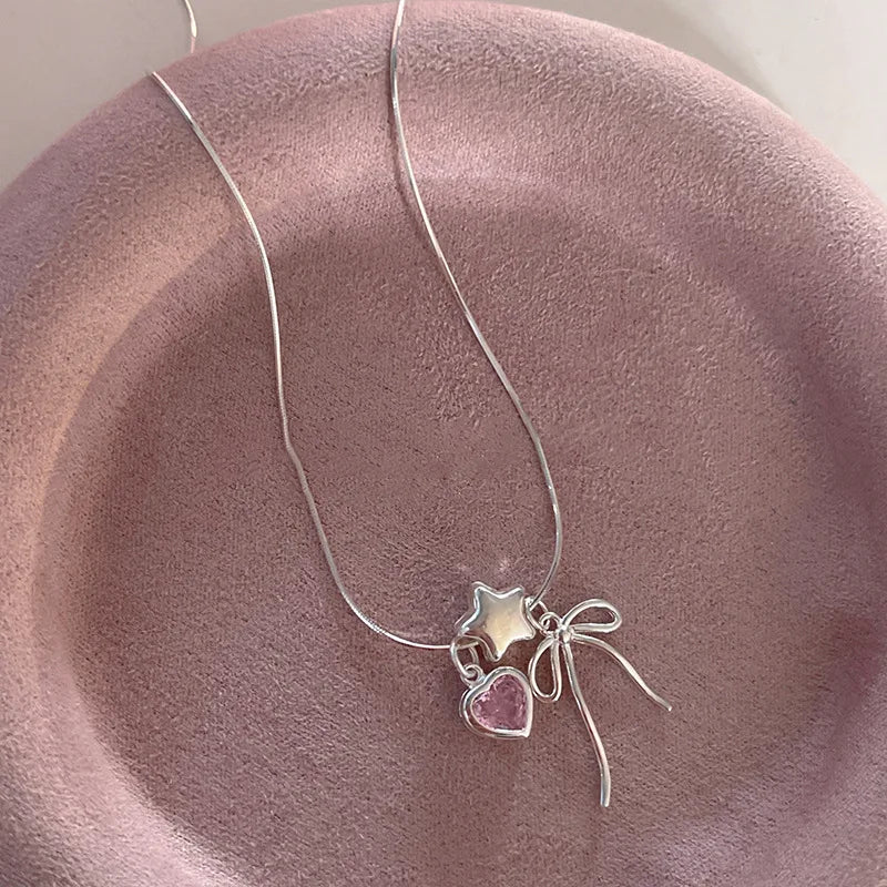 925 Sterling Silver Bracelet Bowtie Ribbon Pink Heart Star Cute Geometric For Woman Girl Fashion Jewelry Gift Dropship Wholesale/Talahi Collections