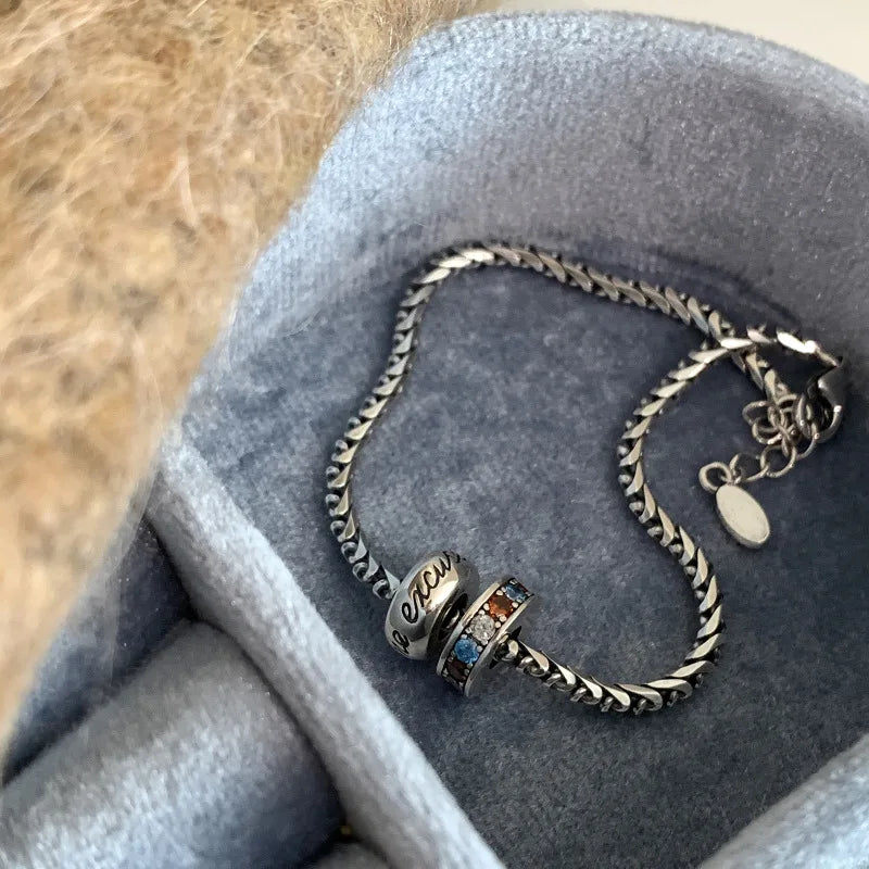 New 925 Sterling Silver Treasure Blue Purple Stone Bracelet Bangle For Woman Girl Fashion Jewelry Gift Dropship Wholesale/Talahi Collections