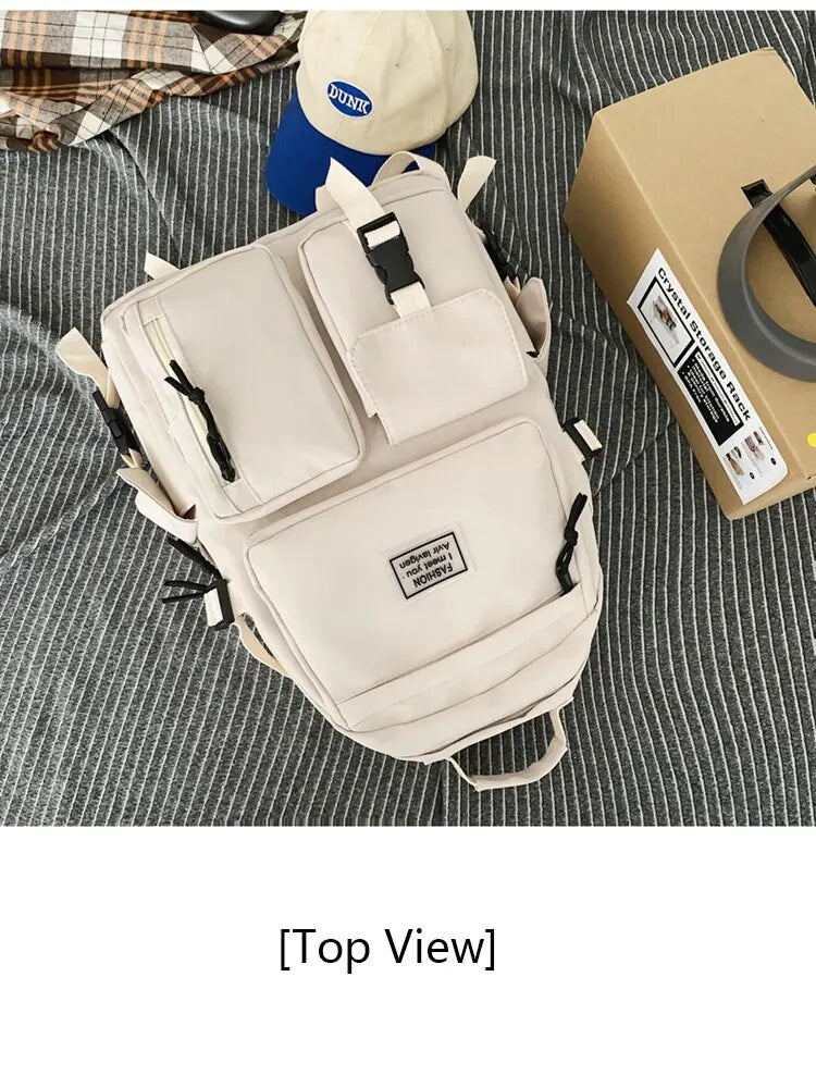 A Load Of Multi-pocket Men and Women Universal Nylon Large-capacity Leisure Simple Schoolbag Insert Buckle Computer Backpack/Talahi Collections
