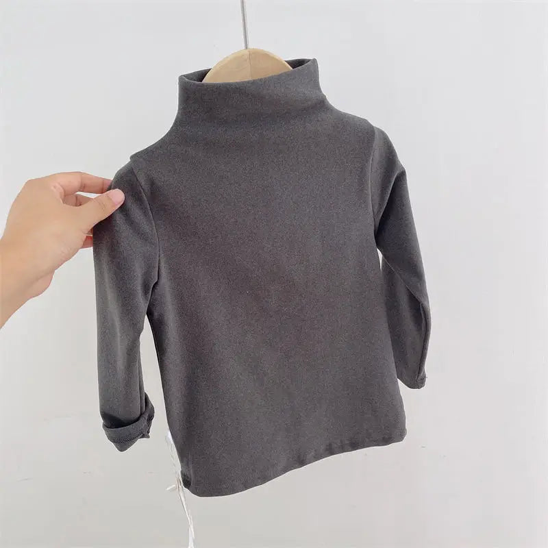 Autumn Winter Children Kids Boys Girls T-shirts Tops Turtleneck Solid Long Sleeve Warm Fleece Bottoming Shirts Tees for Kids/Talahi Collections