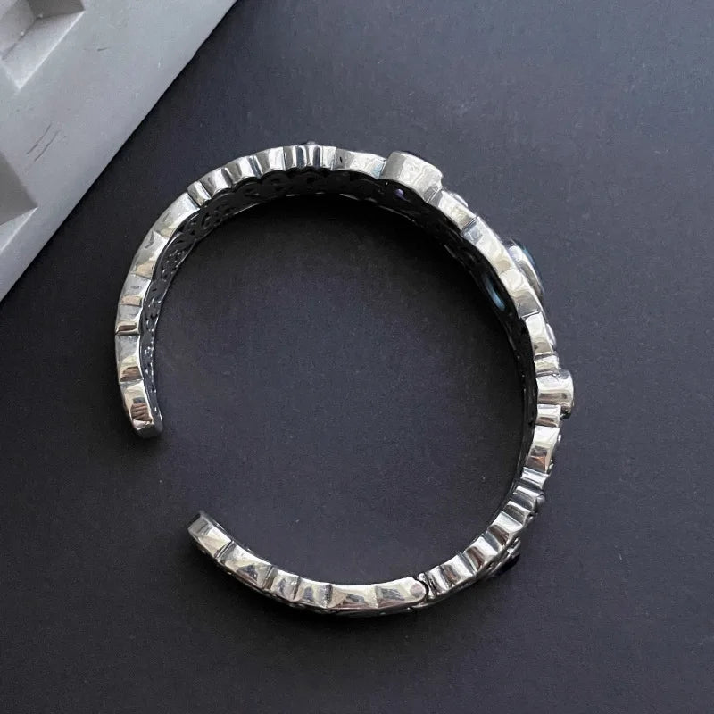 New 925 Sterling Silver Treasure Blue Purple Stone Bracelet Bangle For Woman Girl Fashion Jewelry Gift Dropship Wholesale/Talahi Collections