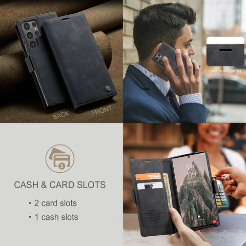 Flip Wallet Case for Samsung Galaxy S24 Ultra S24 Plus S24, Leather Magnetic Folio Cover with Card Holder Shockproof Phone Cases/Talahi Collections