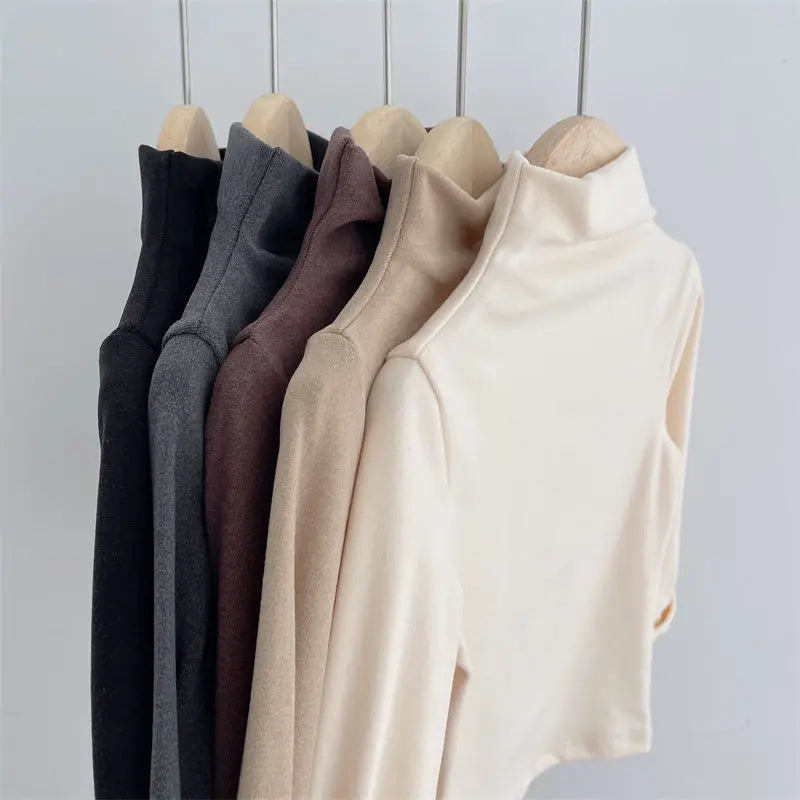 Autumn Winter Children Kids Boys Girls T-shirts Tops Turtleneck Solid Long Sleeve Warm Fleece Bottoming Shirts Tees for Kids/Talahi Collections