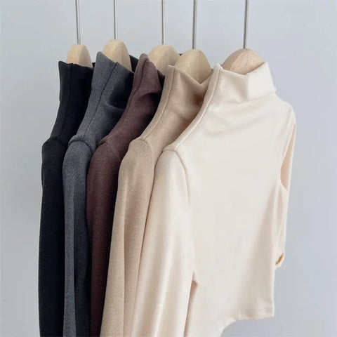 Autumn Winter Children Kids Boys Girls T-shirts Tops Turtleneck Solid Long Sleeve Warm Fleece Bottoming Shirts Tees for Kids/Talahi Collections
