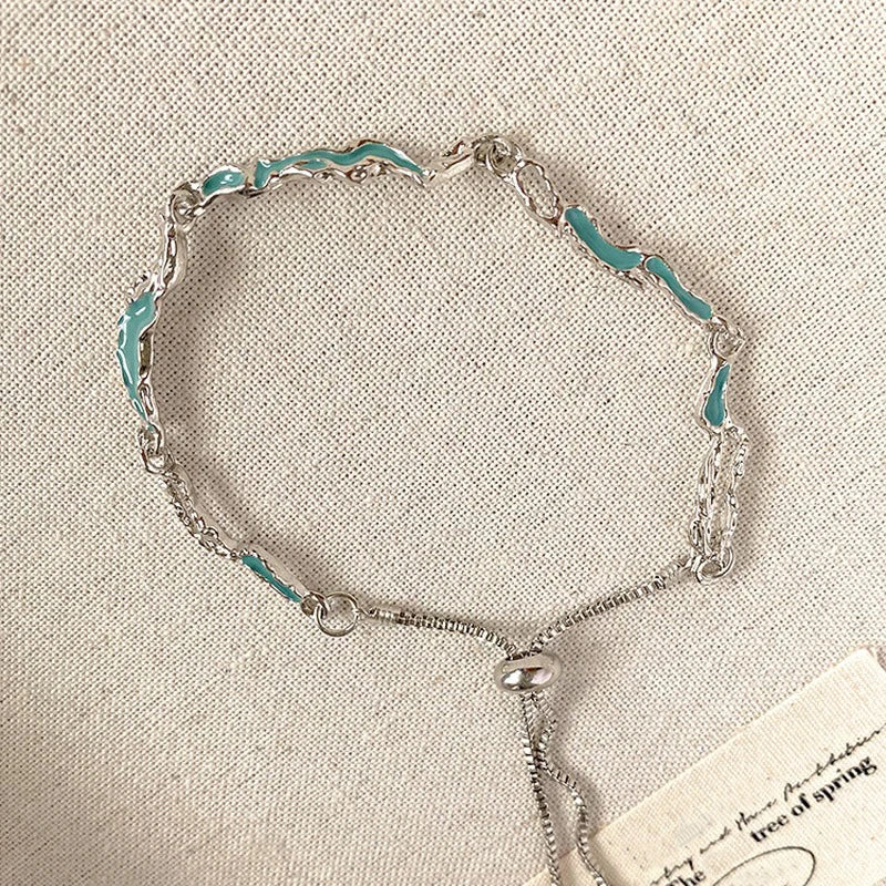 New 925 Sterling Silver Treasure Blue Purple Stone Bracelet Bangle For Woman Girl Fashion Jewelry Gift Dropship Wholesale/Talahi Collections